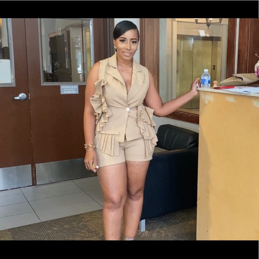 Tan short set